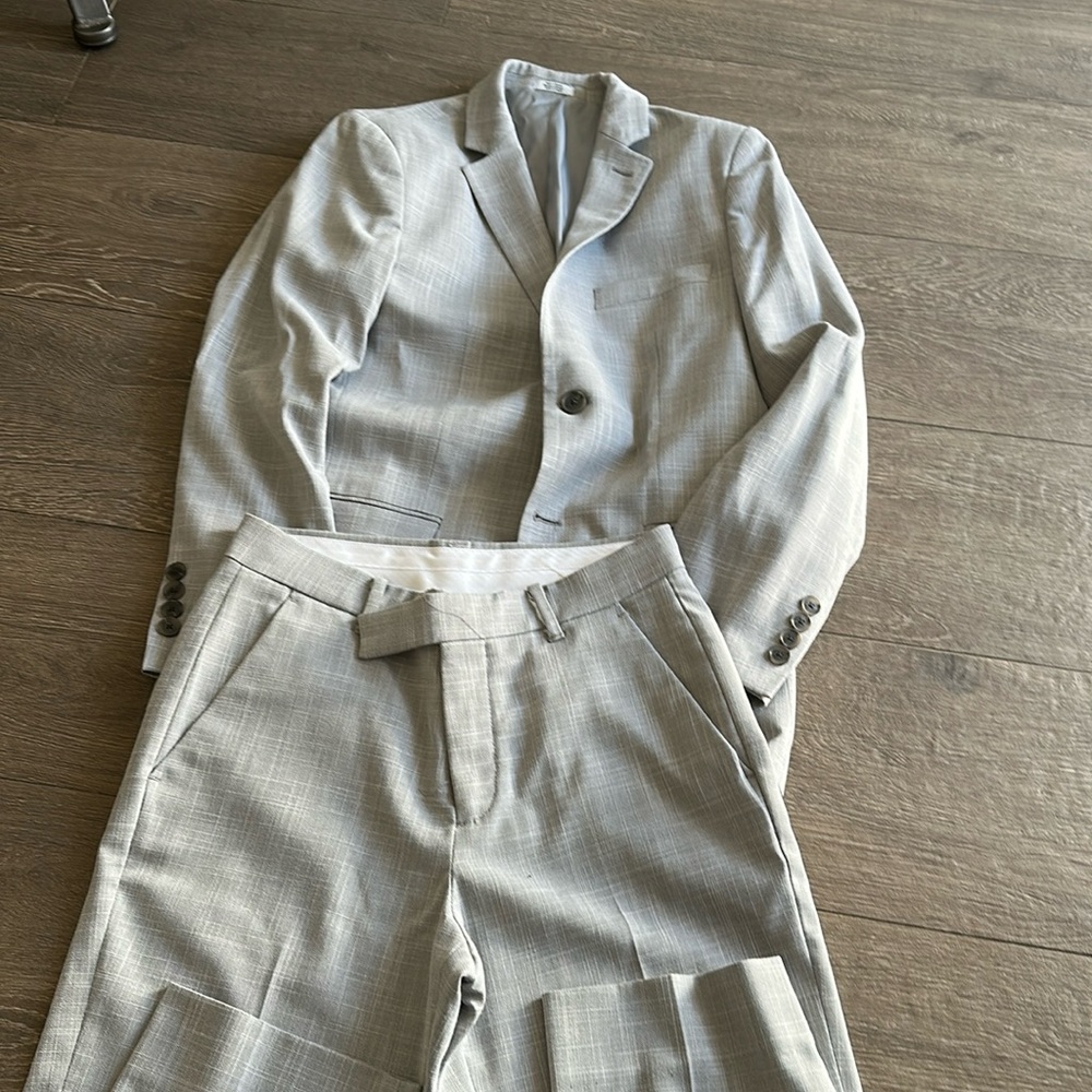 Calvin Klein Light Gray Plaid Kids Matching Suit Set